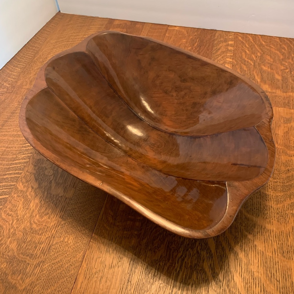 Large Beautiful Laquered Handmade Wood Bowl from the Mil Cumbres area of Mexico